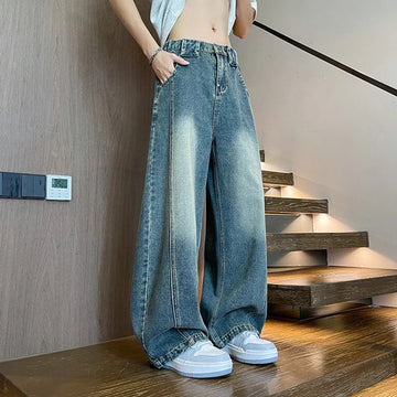 AIDASE  -  American Style Male Jeans Trendy Loose Casual Versatile Straight Trousers 2025 New Fashion Handsome Denim Pants 21E6610 aidase-shop